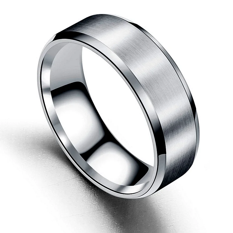 

2022 Classic 8MM Men's Fashion Stainless Steel Ring Brushed Face Wedding Band High Quality Men's Gift