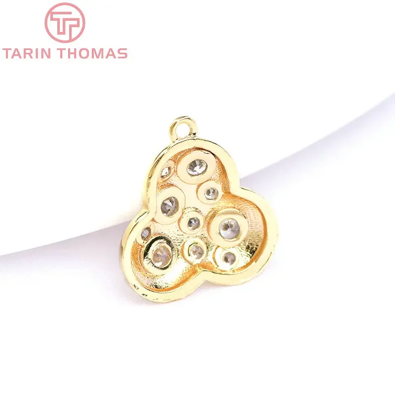 (6220) 4 шт. 14x13 5 мм 24-каратное золото латунь с цирконом овальные ромбы подвески