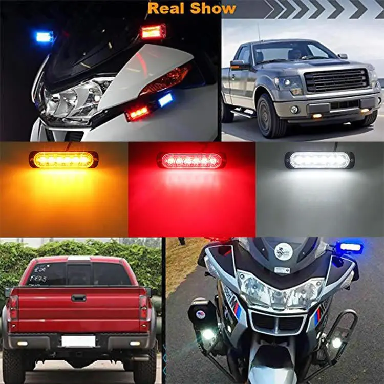 

12-24V Highlight Single Row 6LED Truck Warning Light Motorcycle Pickup Refit Decorate Strobe Light Car Accessories Modification