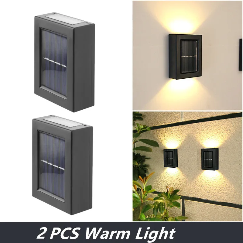 

Водонепроницаемый светодиодный светильник для двора, настенный светильник на солнечной батарее, декоративная лампа для сада, 2 шт., IP65, фона...