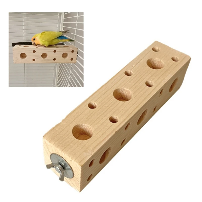 

Bird Toy Parrots Toy Cage Foraging Chewing Toy Birds Natural Wooden Block Toy