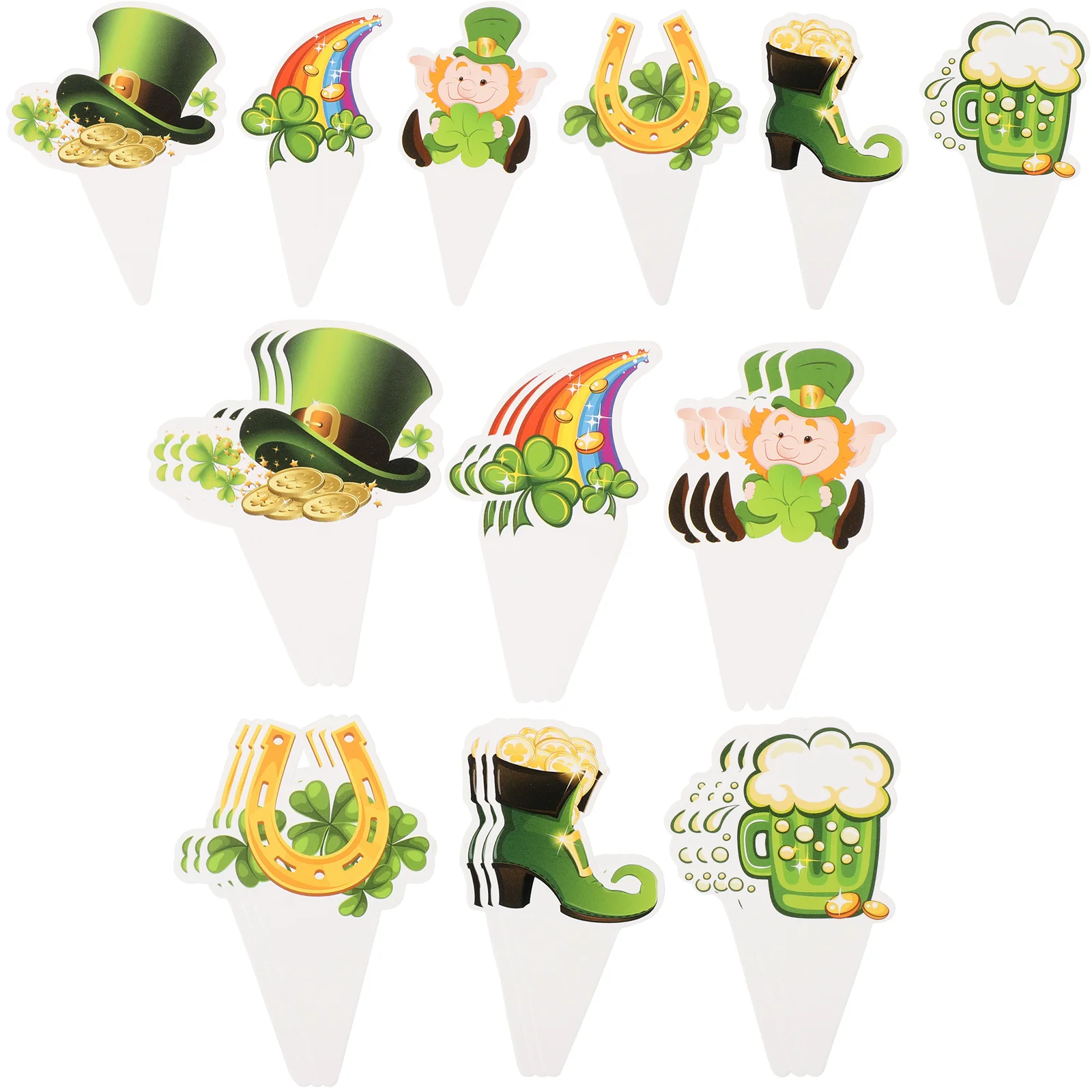 

24 Pcs Cake Flags Cake Decorating Party Cupcake Topper Plug Shamrock Cake Picks Paper Cupcake Toppers