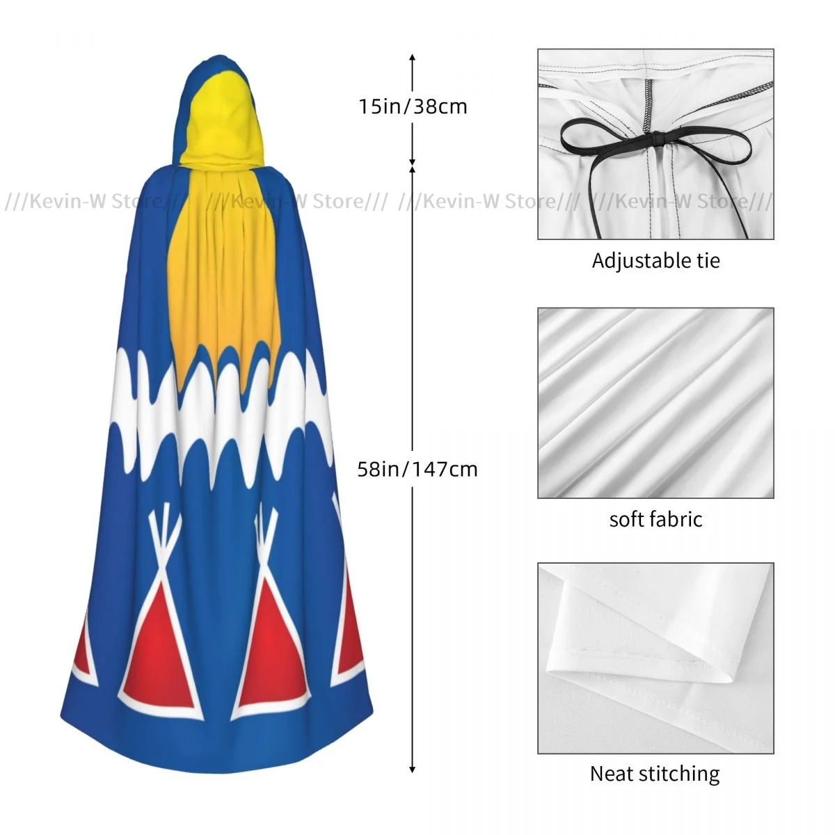 Фото Unisex Adult First Nations Tlicho People Flag Cloak with Hood Long Witch Costume Cosplay №4