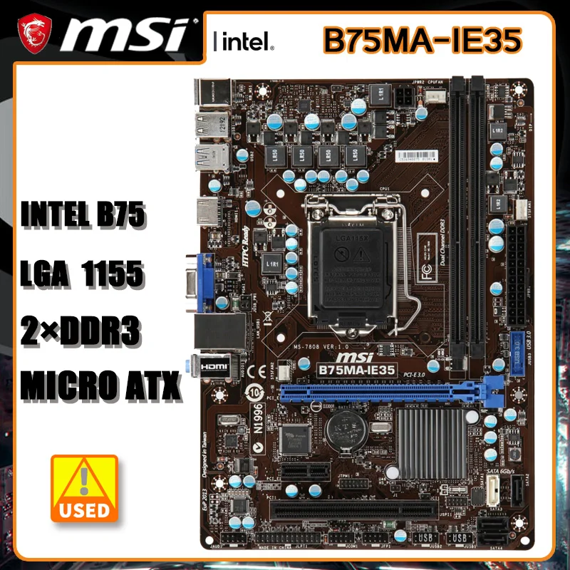 MSI B75MA-IE35 Motherboard LGA 1155 DDR3 16GB PCIe 3.0 SATA III  USB 3.0  VGA HDMI  Micro-ATX