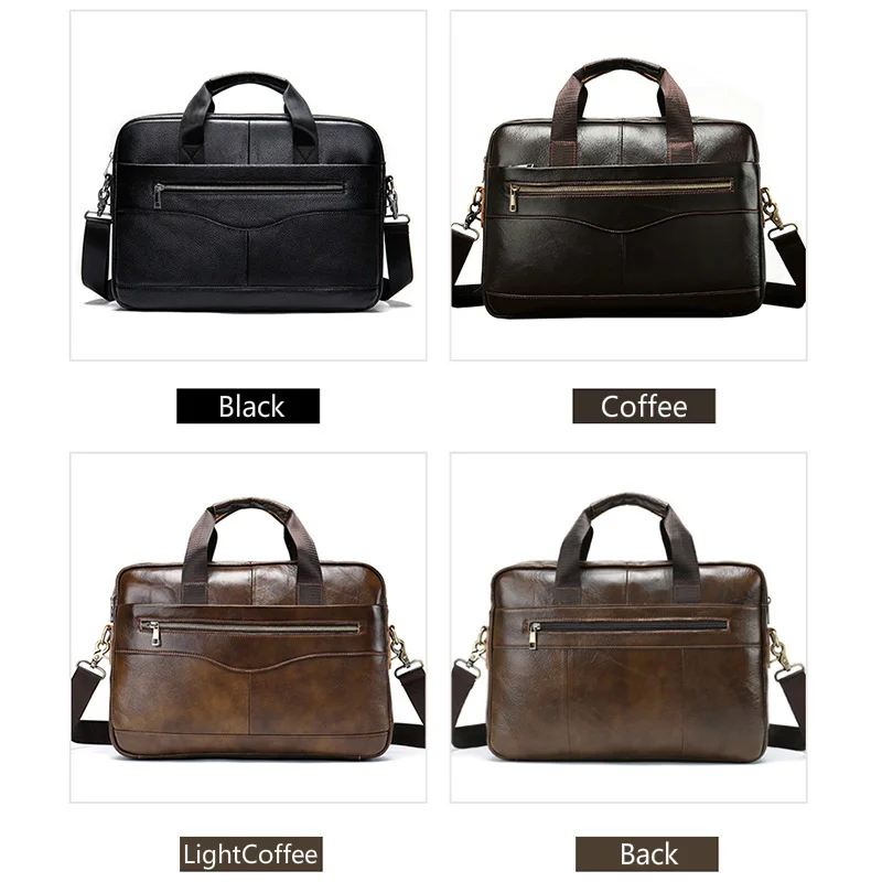 OYIXINGER Men's Bag Genuine Leather Briefcase Business Laptop Bag For 14.1Inch Laptops New Fashion Cowhide Laptop Bags For Male