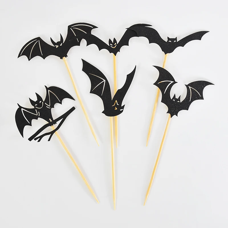 Blastoff Топперы для торта с летающей белкой 12 шт. ярко-черная бумага мультяшный узор