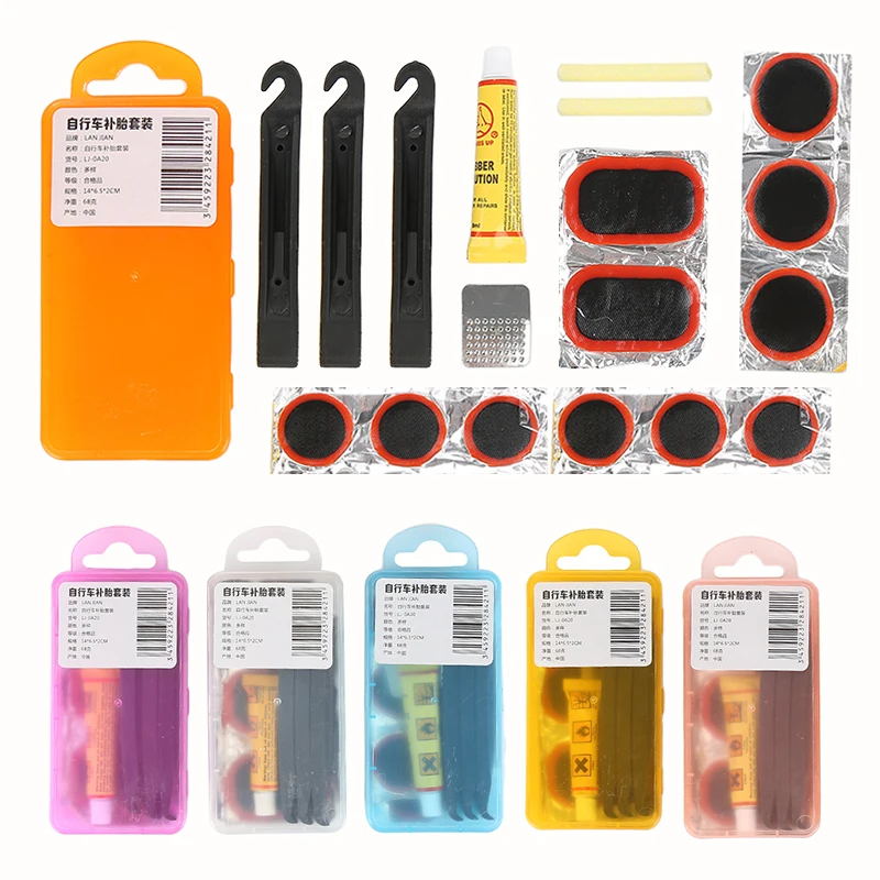 

1Set MTB Mountain Bike Bicycle Repair Tools Cycling Flat Tire Repair Rubber Patch Glue Lever Set Tire Fix Kit Mender Accessories