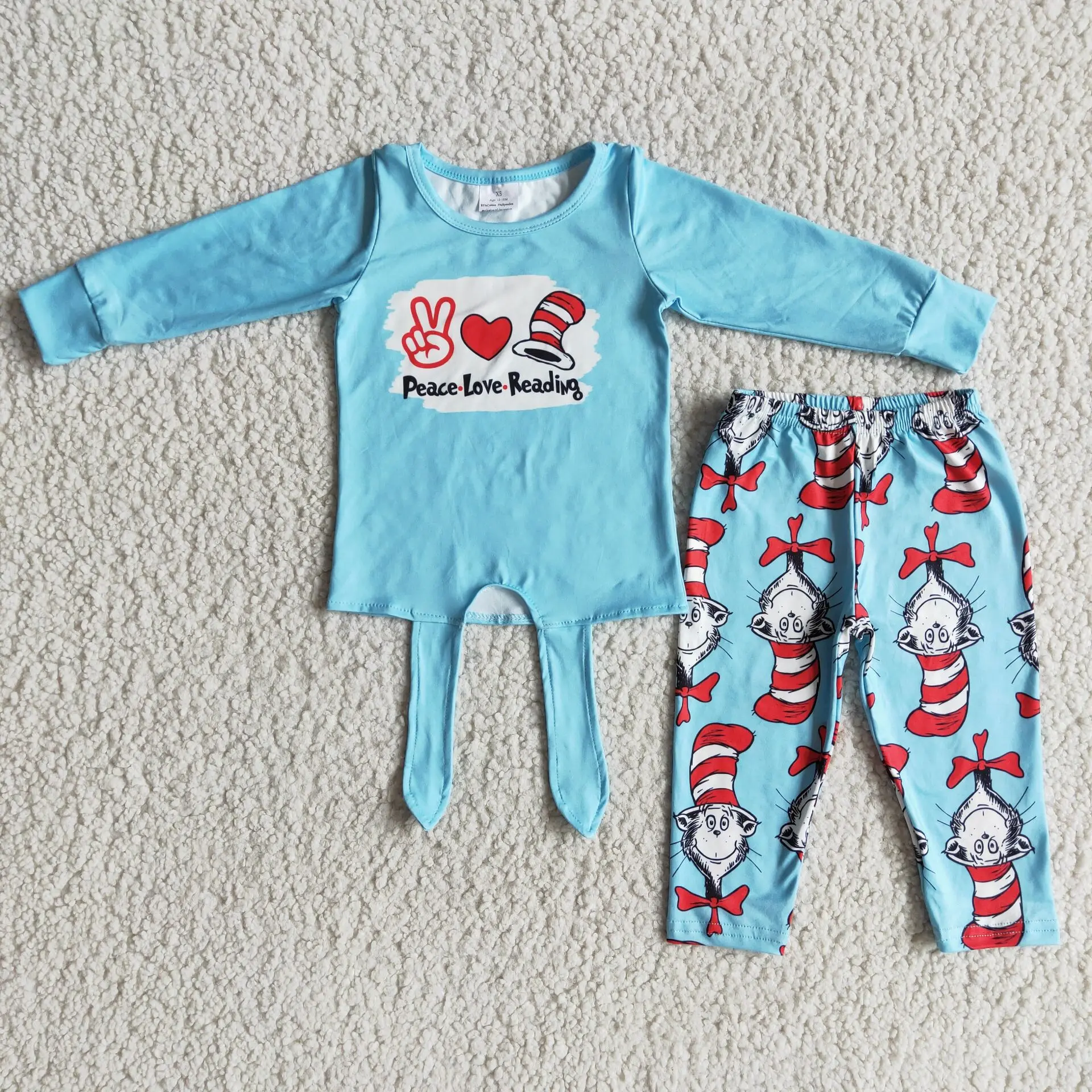 

Детская весенняя одежда для маленьких девочек, комплекты с рукавами с оборками и колокольчиками, детские модные синие брюки, оптовая продажа, Одежда для младенцев