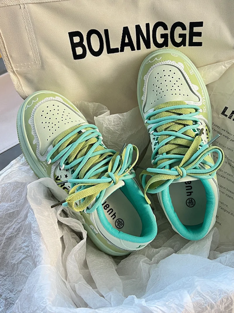 SHANPA Color Block Shoes for Women Korean Fashion Student Casual All Match Sneakers High Street Increased Zapatillas Mujer