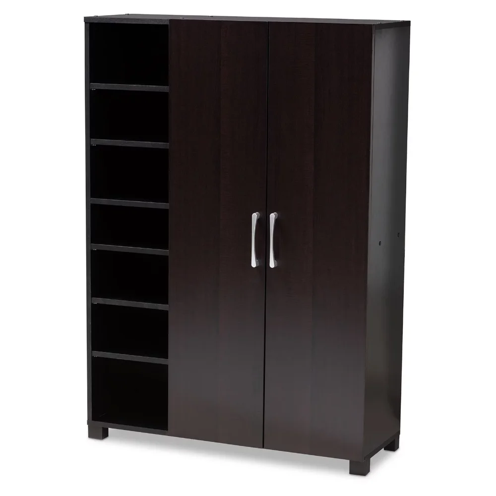 

2 Door Entryway Shoe Storage Cabinet with Open Shelves，12.60 X 34.60 X 49.20 Inches