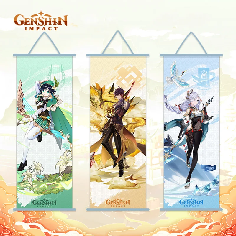 

cartoon wall hanging decorative painting Hutao Scroll Hanging Wall Painting Home Decor Anime Poster Room Art Decor Gift