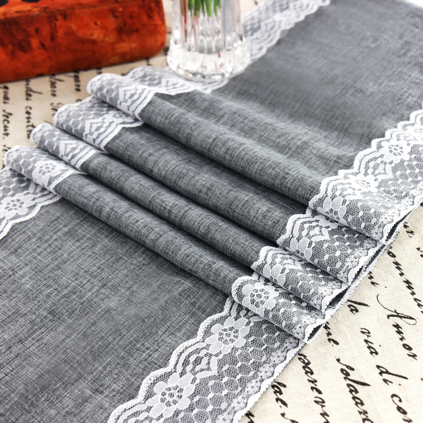 

Burlap Lace Table Runners Rustic Wedding Natural Jute Burlap Hessian Table Runner Country Outdoor for Home Party Decoration