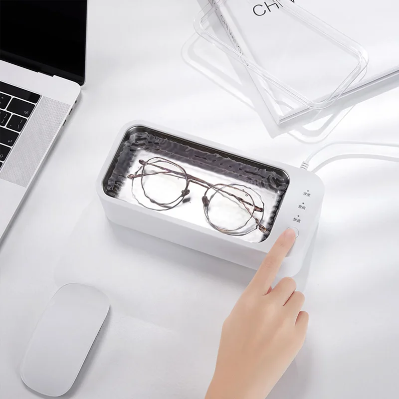 

Dual-core Ultrasonic Cleaning Machine 3-gear 3/5/8mins Vibration Cleaning Household Jewelry Glass Watch Belt Makeup Tools