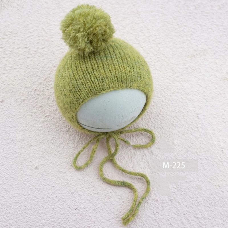 

Baby Fur Ball Knitting Hat Handmade Crochet Beanies Cap Newborn Photography Props Bonnet Infants Photo Posing 1560
