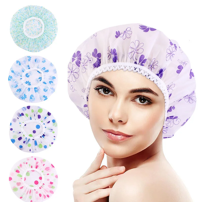 

EVA Printing Waterproof Shower Cap Dustproof and Oil Fume Cap PE Nursing Mask Makeup Cap