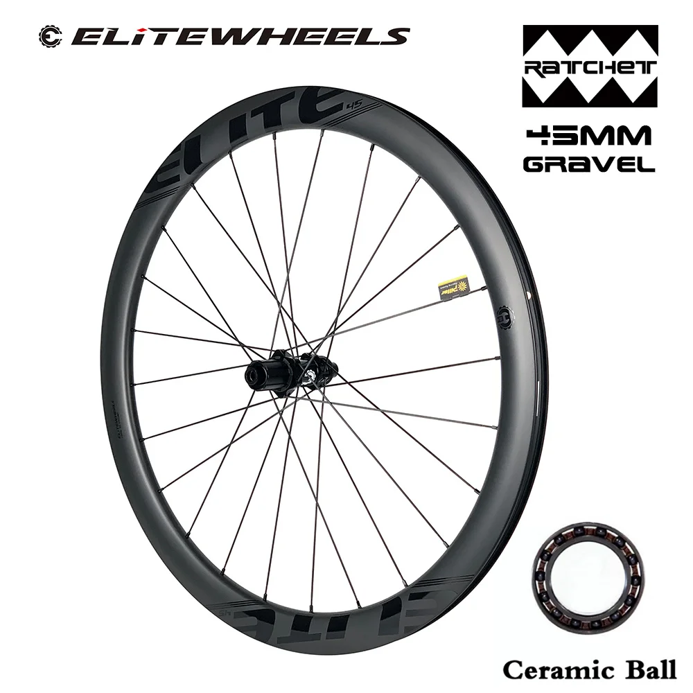 ELITEWHEELS 700C Disc Brake Carbon Wheels 29*45mm Tubeless Ready 480g±15g Rim 4 Types Of Hubs For Cyclocross Gravel