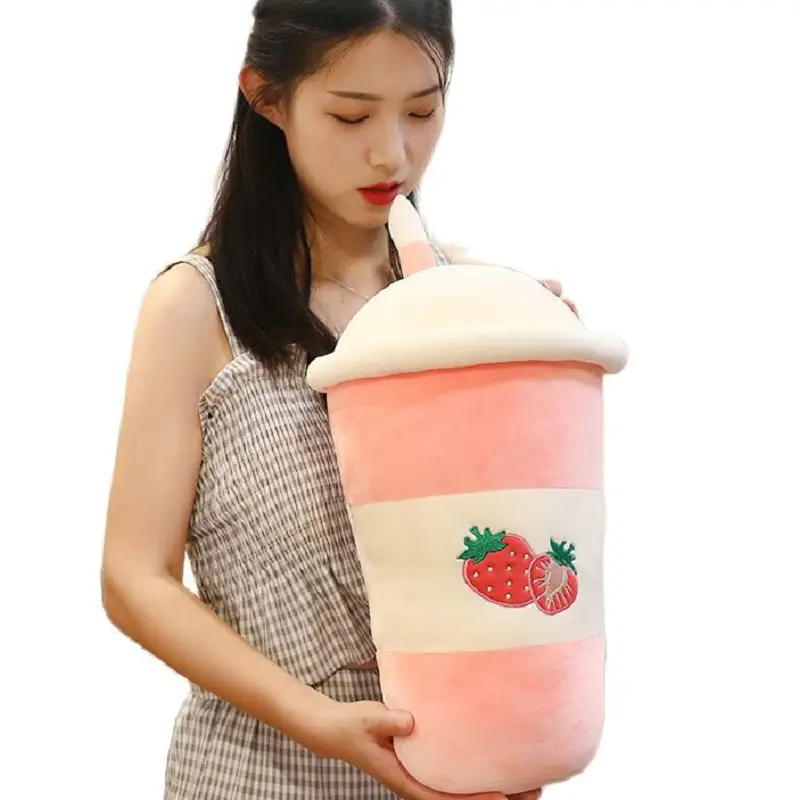 

Stuffed Boba Plush Toy Soft 45-80cm Giant Hug Milk Tea Cup Throw Pillow Fruit Straw Bottle Cushion Sofa Decor Gift for Kids