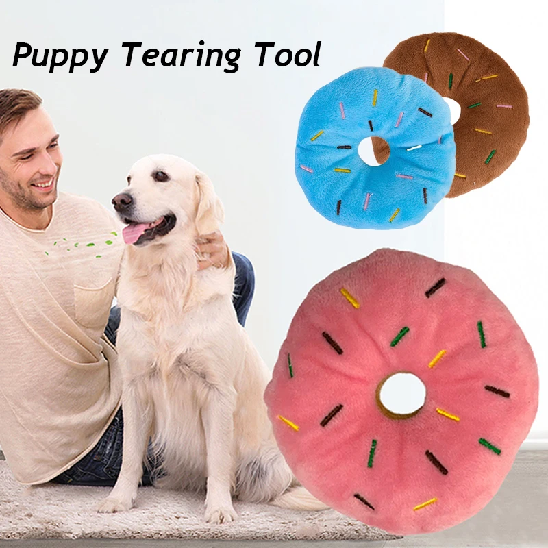 

Popular Pet Dog Cat Toys Cute Doughnut Plush Toys Wear-resistant Bite Resistant Pet Supplies Pet Puppy Cat Tooth Guard
