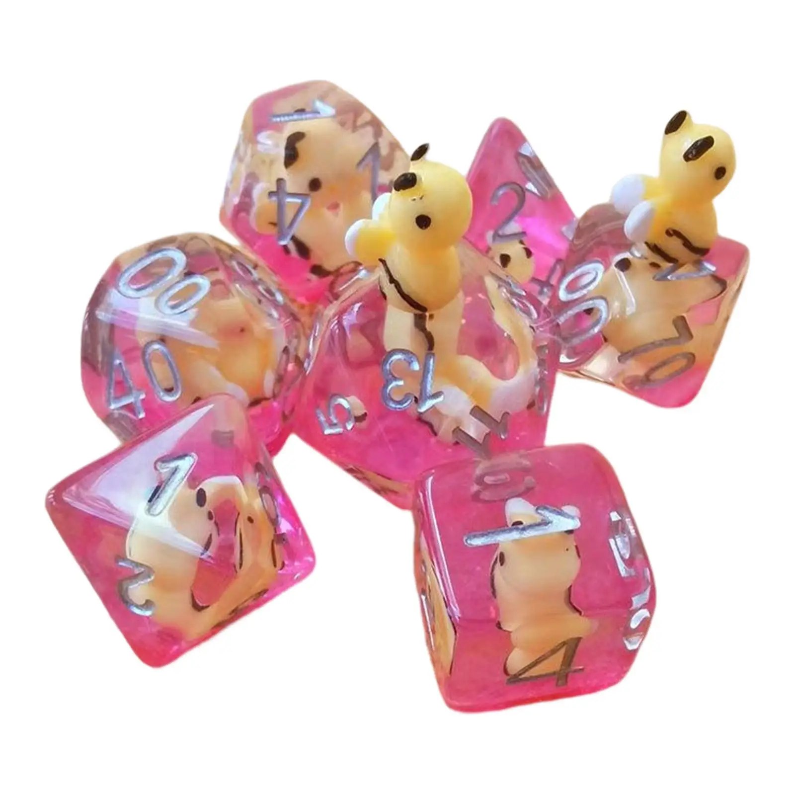 

7 Pieces Polyhedral dices Set Props Toys for Role Playing dices Games Supplies