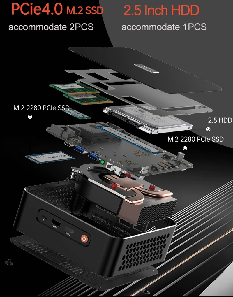 Мини-ПК AMD 6900HX Thunderbolt 3, 6850U, игровой мини-компьютер Win11 Pro, 32 ГБ DDR5 2 ТБ PCIe4 2 * LAN компьютер с Wi-Fi 6 HDMI DP