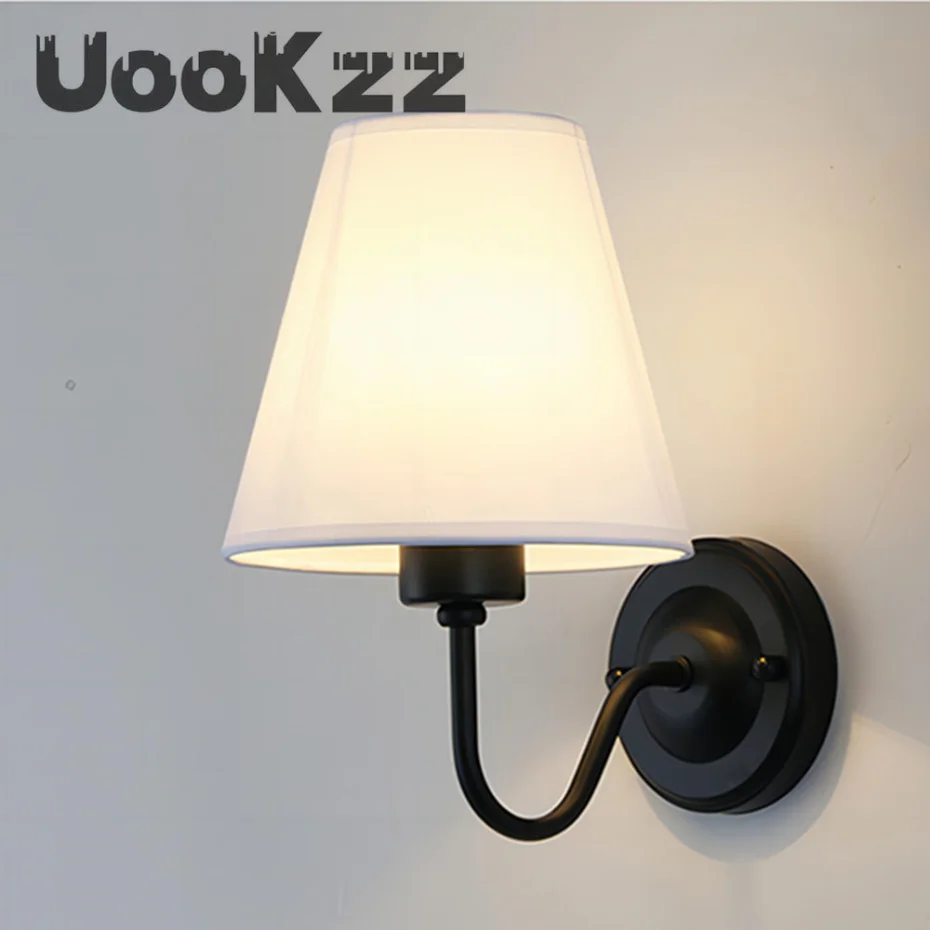 

110V 220V Wall Lamp with LED E27 Bulb Fabric Lampshade Wall Sconces for Hotel Bedroom Bedside Living Room Stairs Home Decoration