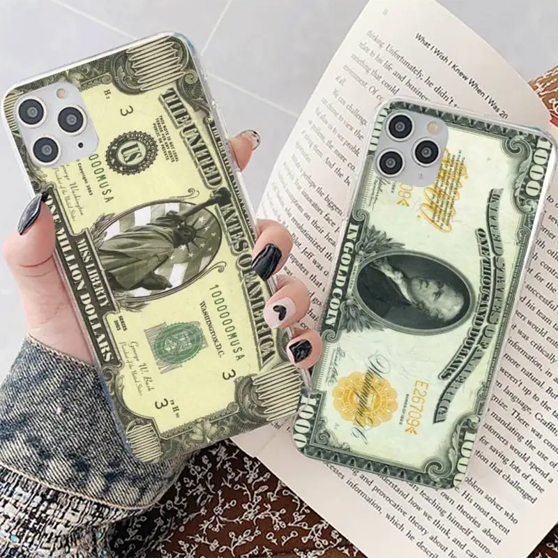 

YNDFCNB Luxury Money Dollars Phone Case for iPhone 11 12 13 Mini Pro Max 8 7 6 6S Plus X 5 SE 2020 XR XS Case shell