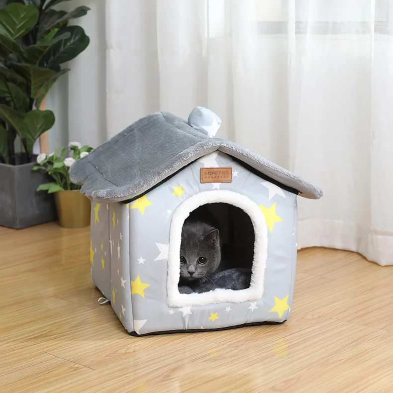 

Supplies Cat Indoor Pet Dog Foldable Kitten Puppy Comfortable Bed Cat Winter Beds Deep Kennel Cozy Warm House Sleep For Teddy