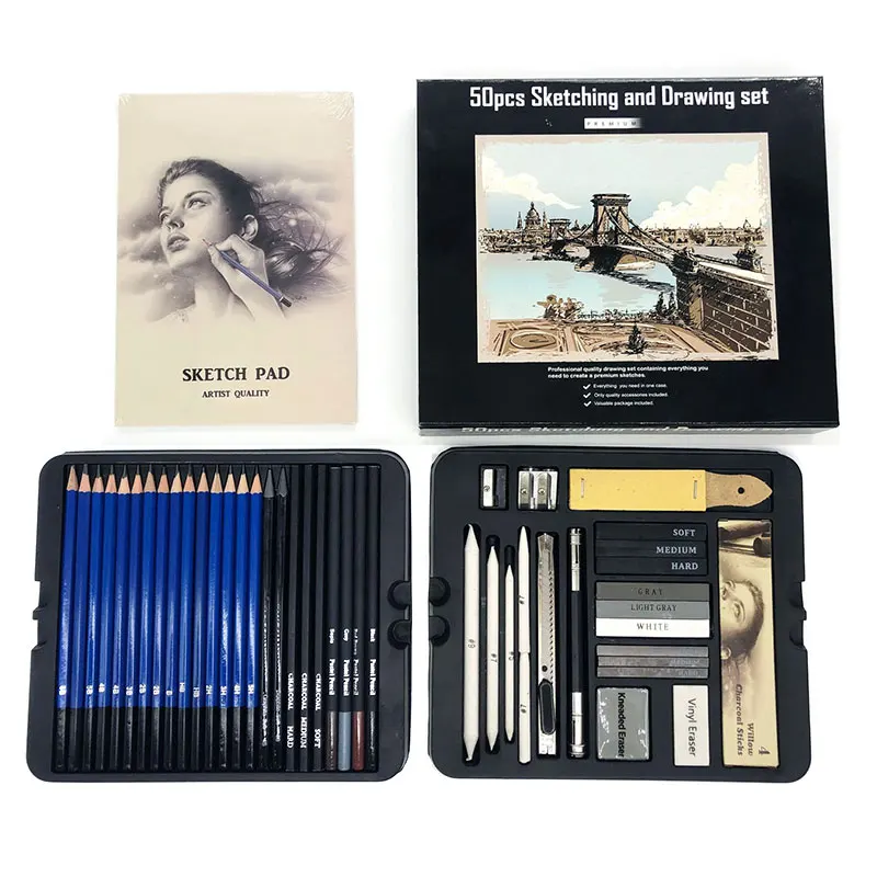 Charcoal Graphite Stick Sketchbook Artist Graphing Series Complete Kits