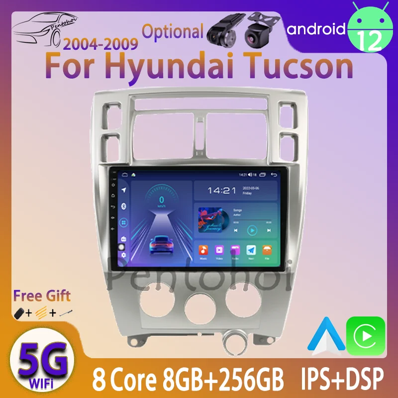 

Pentohoi Car Radio For Hyundai Tucson 2004-2009 Android 12 4G/5G Multimedia Player Navigation Carplay Head Unit Stereo Speakers