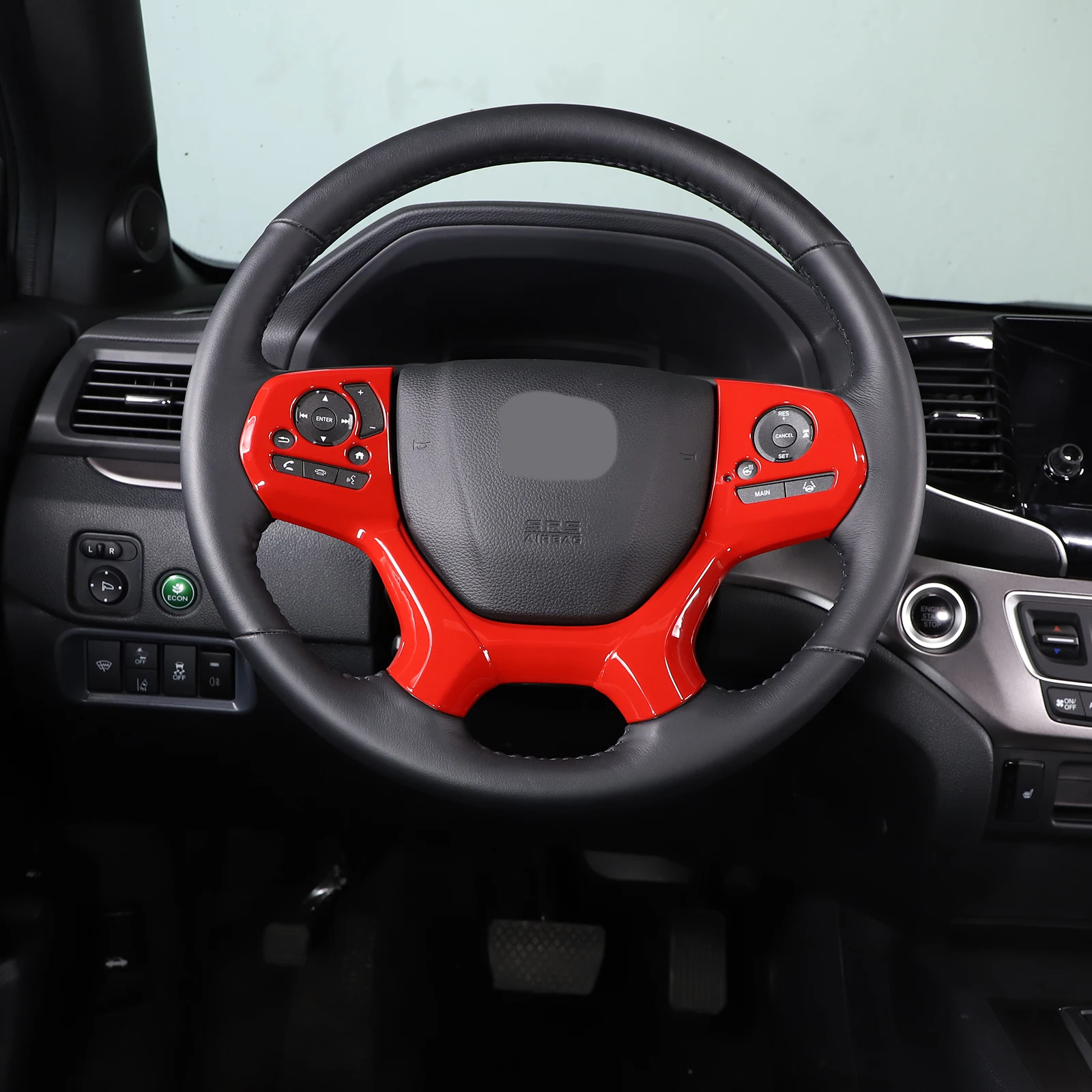 

For Honda Pilot 2015-2022 ABS Matt black/Carbon Fiber Car Steering Wheel button Frame cover Trim Stickers Car Accessories