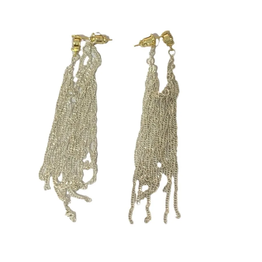 Длинные серьги с кисточками модные цепочкой