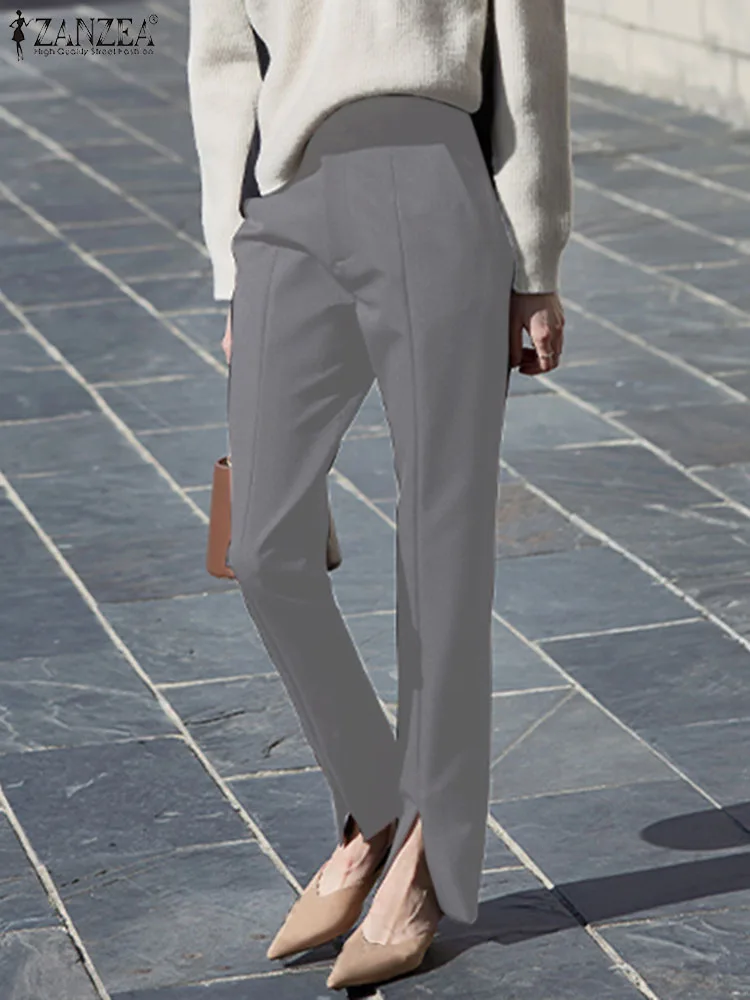

Oversized Women Loose Formal Long Pants ZANZEA Solid Office Lady Suits Streetwears Spring Summer Pants 2023 Casual Work Wears