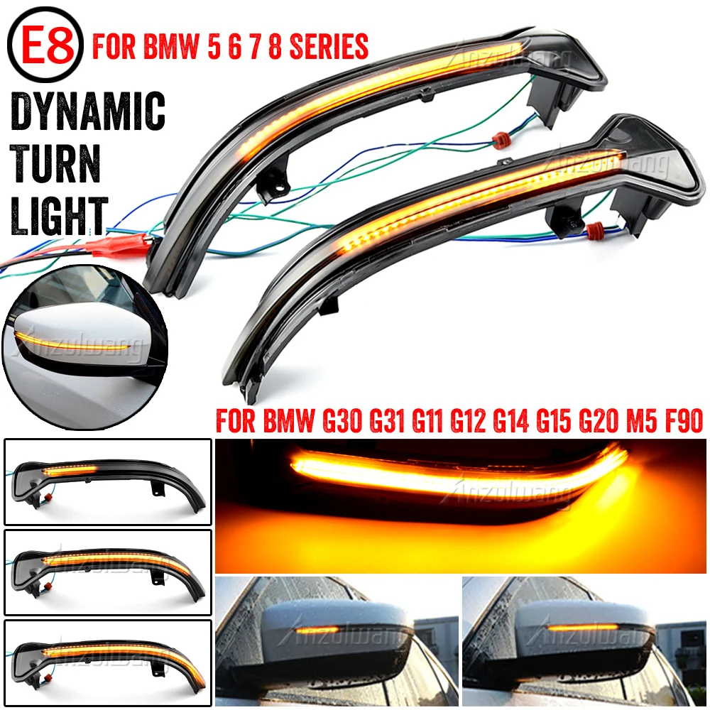 

2x Dynamic Turn Signal Light Sequential Side Mirror Indicator For BMW 5 6 7 8 Series G30 G31 G11 G12 G14 G15 3 Series G20 M5 F90