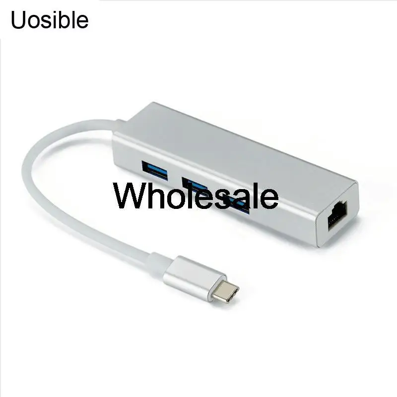 

Wholesale 10 Pieces/lot 4-1 USB C HUB to Rj45 100/1000M hub 3.0 for Macbook usb-c