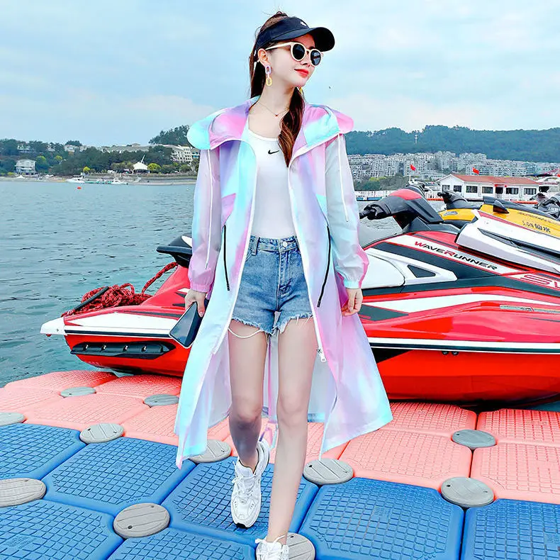 

Women 2022 Summer Fashion Thin Sun Protection Clothing Female Loose Sunscreen Outwear Ladies Long Printed Loose Jackets T158