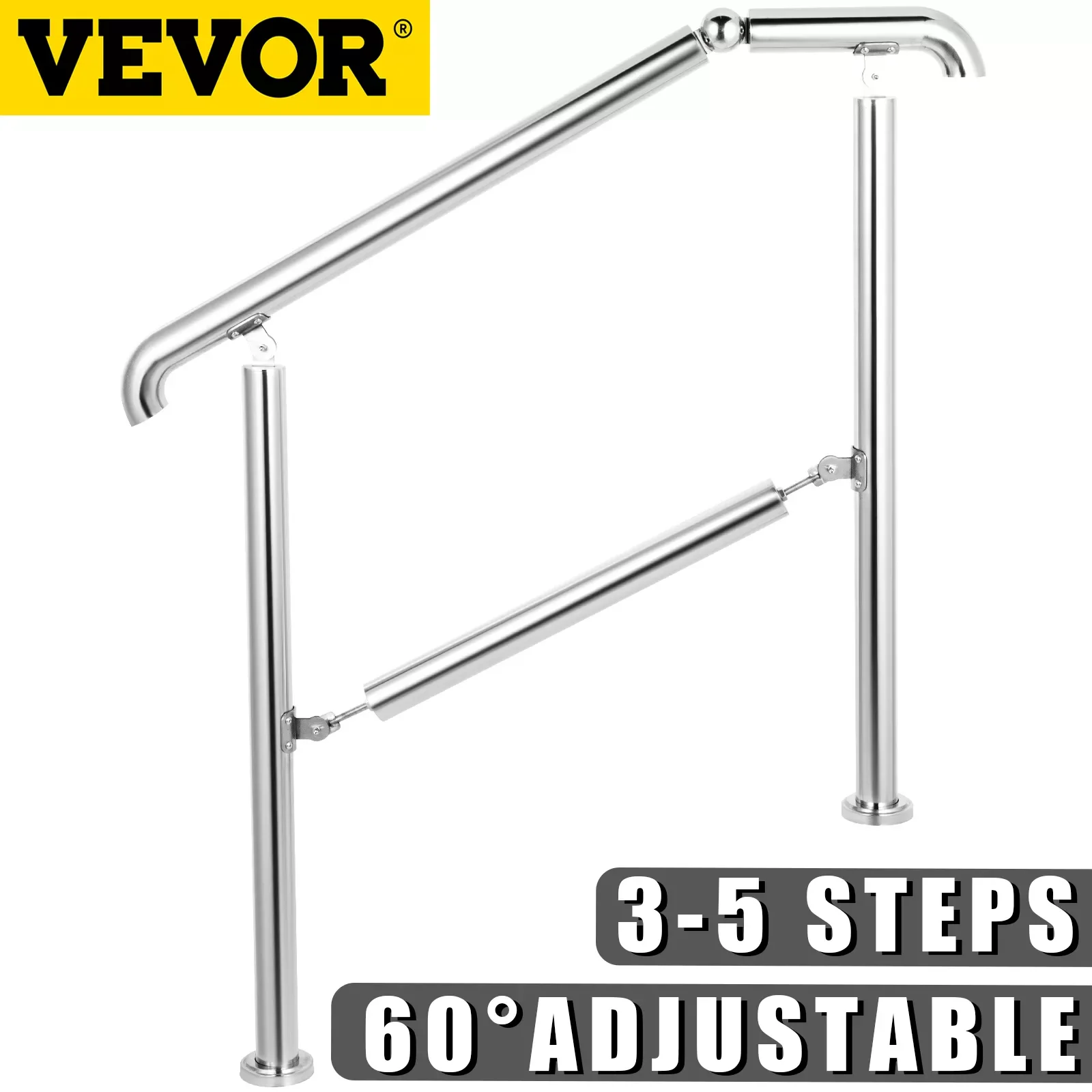 

3-5 ступенчатых перил из нержавеющей стали, переходные перила подходят для ровной поверхности, регулируемые лестничные перила безопасно вве...