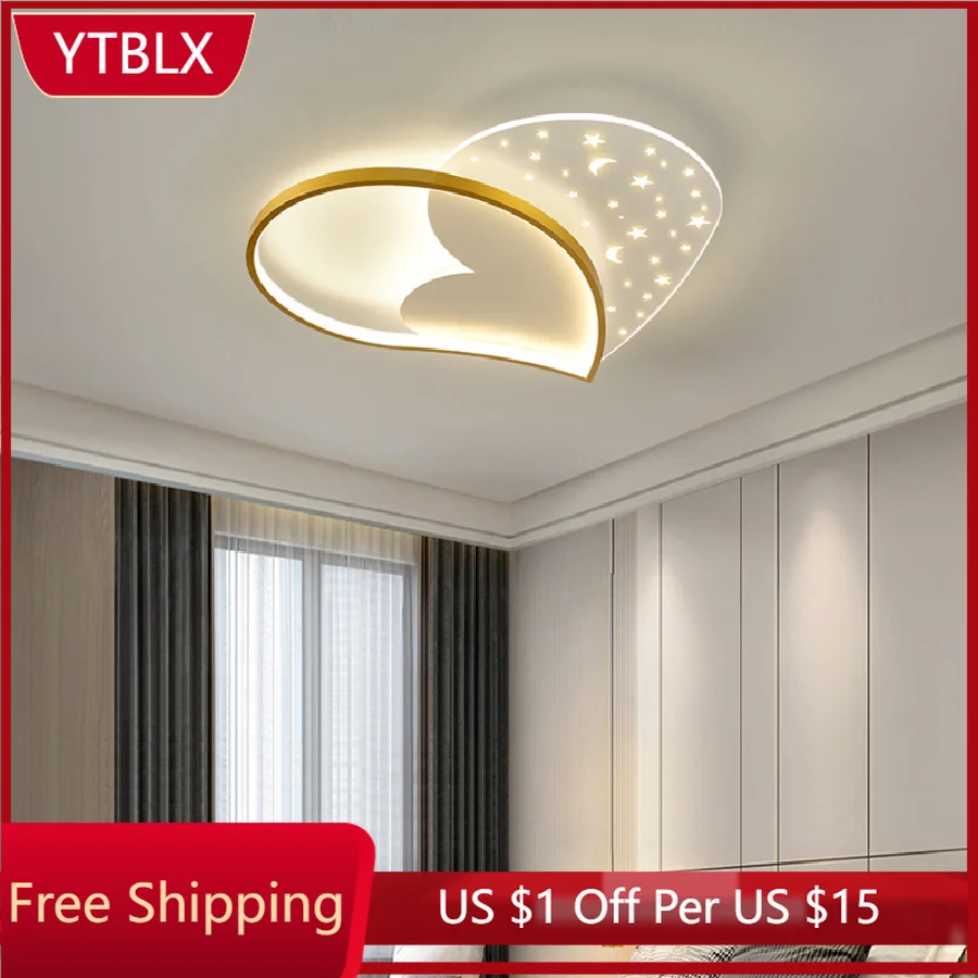 

Modern Led Ceiling Lamp Simple Home Heart-shaped Lamps Living Room Bedroom Study Light Indoor Lighting Decor Chandelier Fixtures