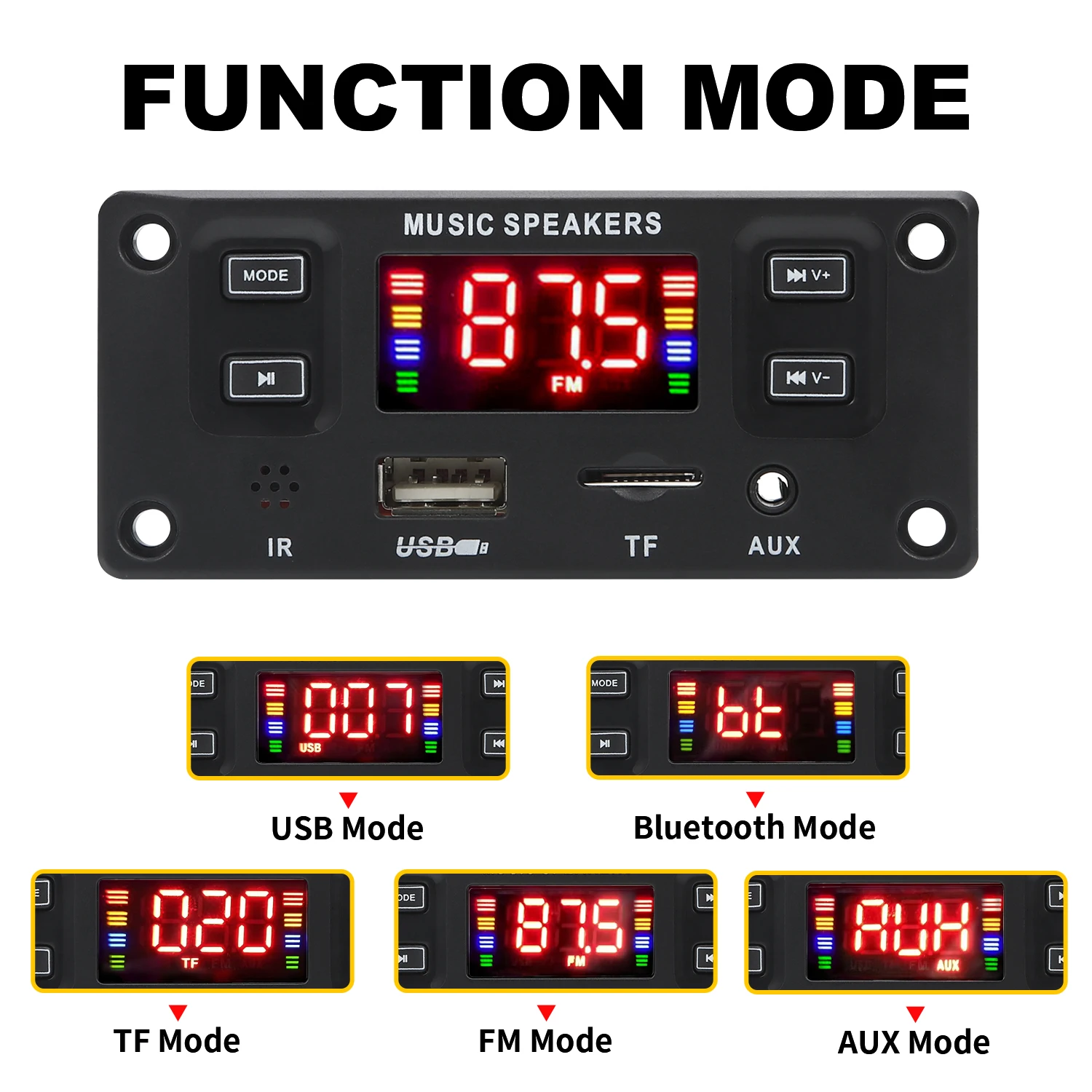 2*30 Вт 60 автомобильный усилитель аудио USB TF FM радио AUX модуль Bluetooth 5 0 12 в MP3 WMA