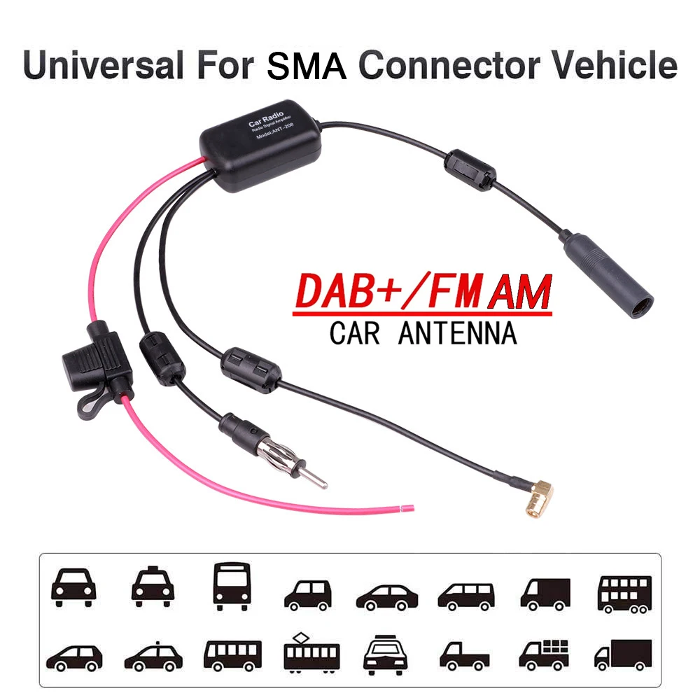 Усилитель сигнала DAB FM AM кабель для автомобильной антенны 12 В SMA 3 в 1 автомобильный
