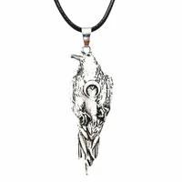 nostalgia norse crow pendant viking odin raven with crescent moon wicca jewelry bird necklace