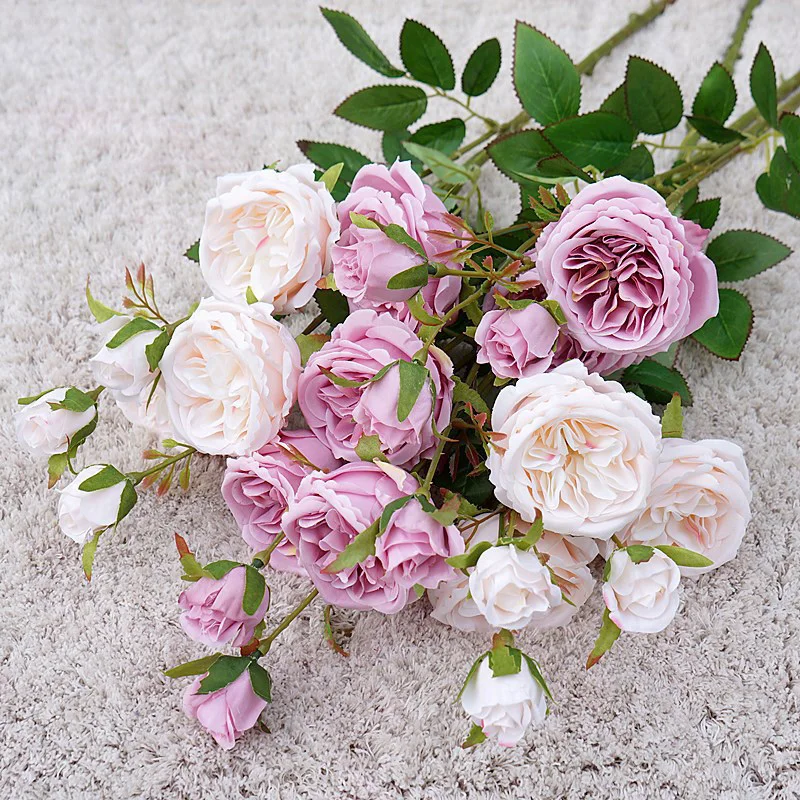 

1PC Fashion 6 Heads Single Branch High Quality Living Room Wedding Decoration Simulation Romantic Exquisite Artificial