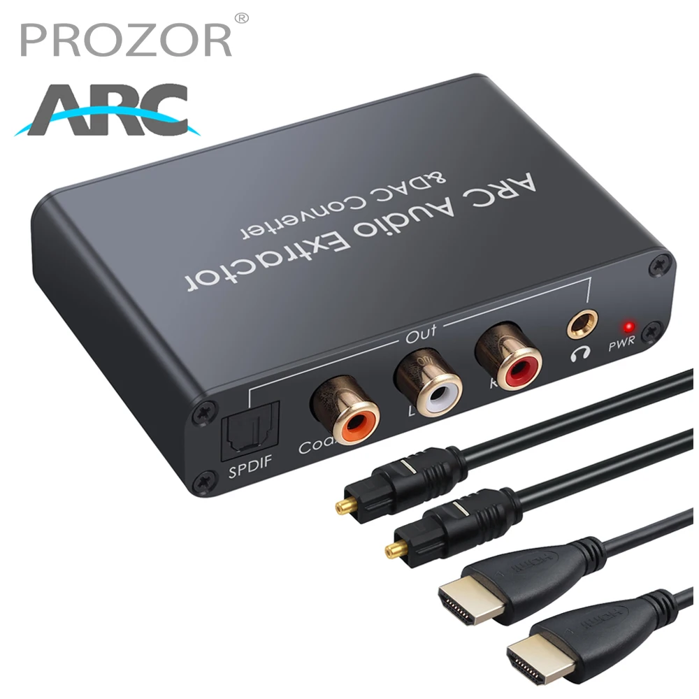 

PROZOR DAC Audio Converter HDMI-compatible Audio Return Channel Digital to Optical Coaxial to Analog 3.5mm Audio Adapter