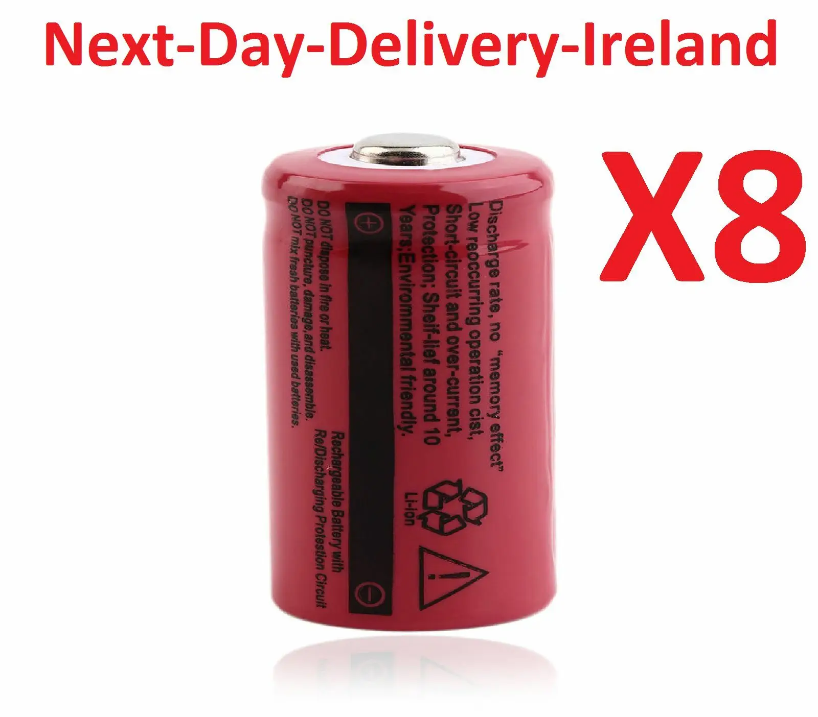 

8 16340 CR123A CR123 CR 123 Rechargeable Battery Batteries Flashlight Lamp Laser