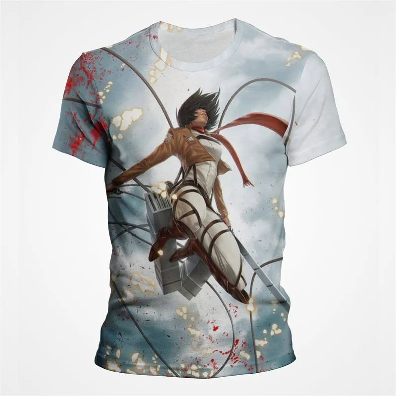 

Attack on Titan Digital Print T Shirt For Men Attacking Giant Anime Tees Summer Hot Selling Japanese Style Male Clothes Uinisex