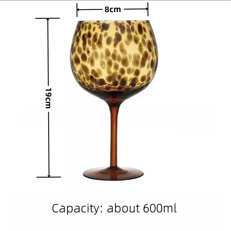 

Бокал для вина, винтажный стеклянный стакан с леопардовым принтом, бордовый бокал, художественный бокал для коктейля, виски, посуда для напитков, аксессуары для домашней кухни