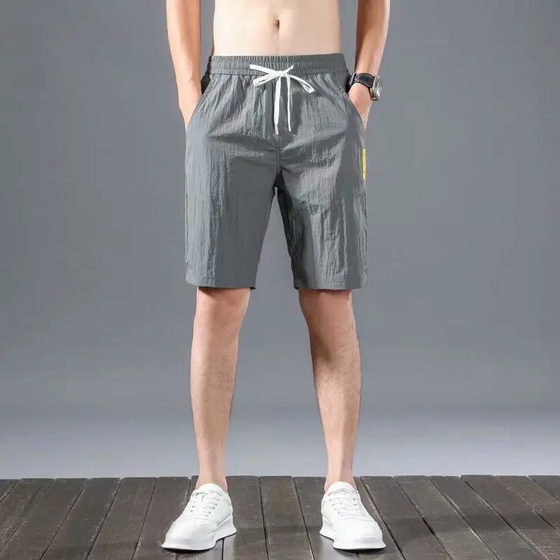 

Новинка лета 2023, роскошные модные мужские брюки, тонкие свободные повседневные брюки, Пляжная верхняя одежда, спортивные брюки билета из бутика