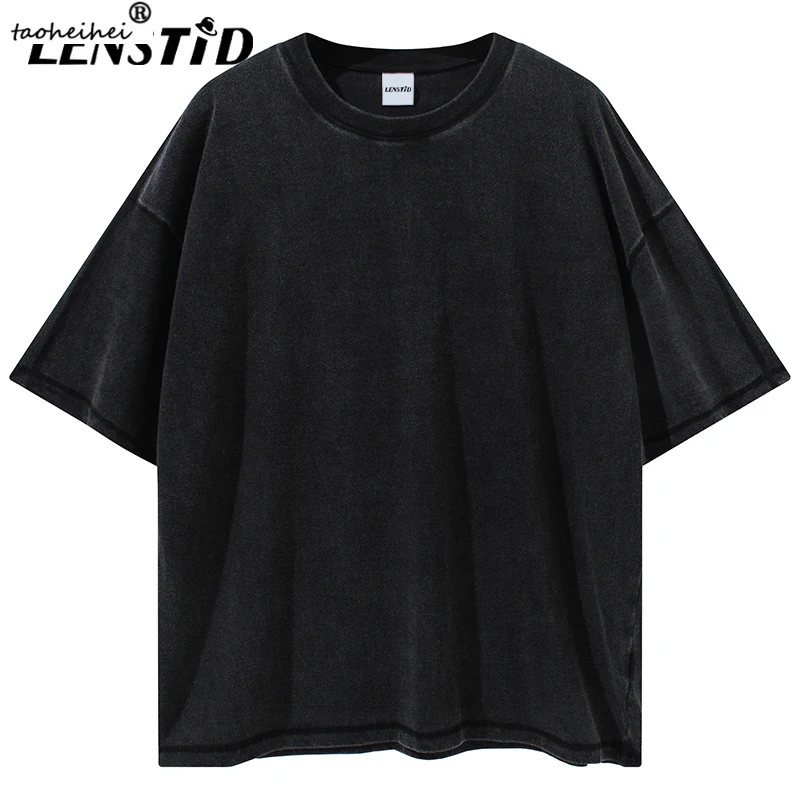 

Футболка LENSTID мужская с коротким рукавом, простая винтажная тенниска в стиле хип-хоп, повседневная майка из хлопка с эффектом потертости, ул...