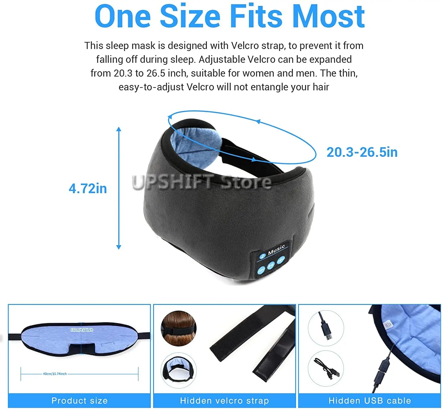 Wireless Bluetooth Sleeping Headphones Eye Mask Sleep Headphones Headband Soft Elastic Music Earphone For Side Sleeper Yoga Gift enlarge