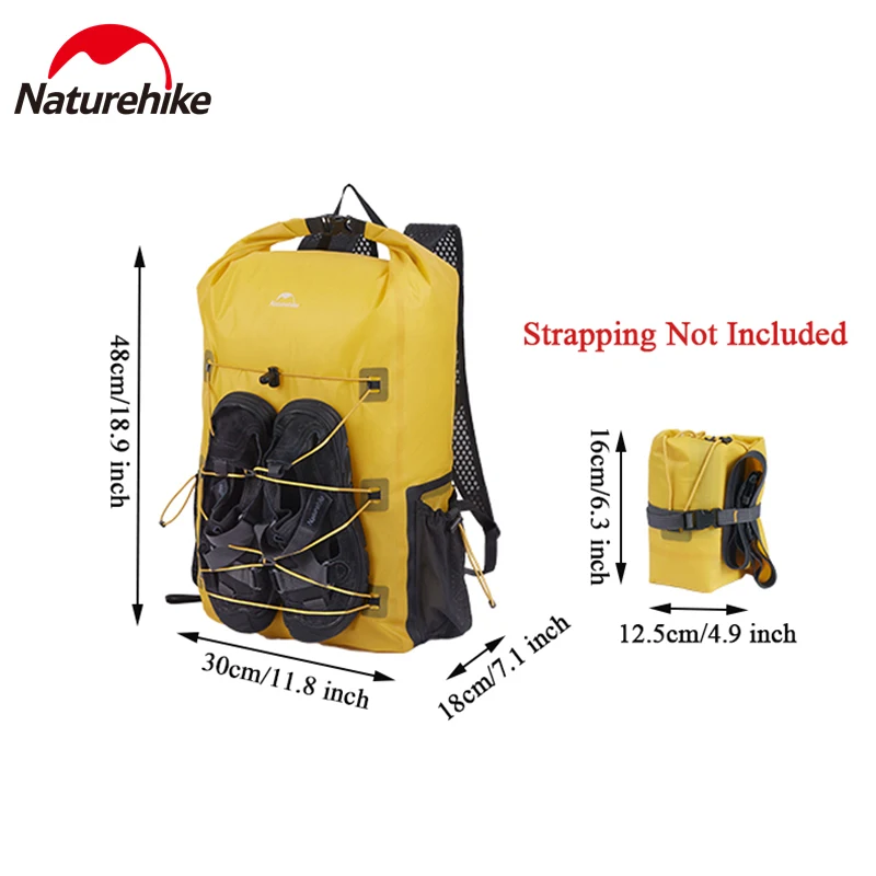 Naturehike TPU 25L Outdoor Waterproof Dry Bag IPX6 Ultralight Double Shoulder Waterproof Swimming Bag Hiking Travel Backpack
