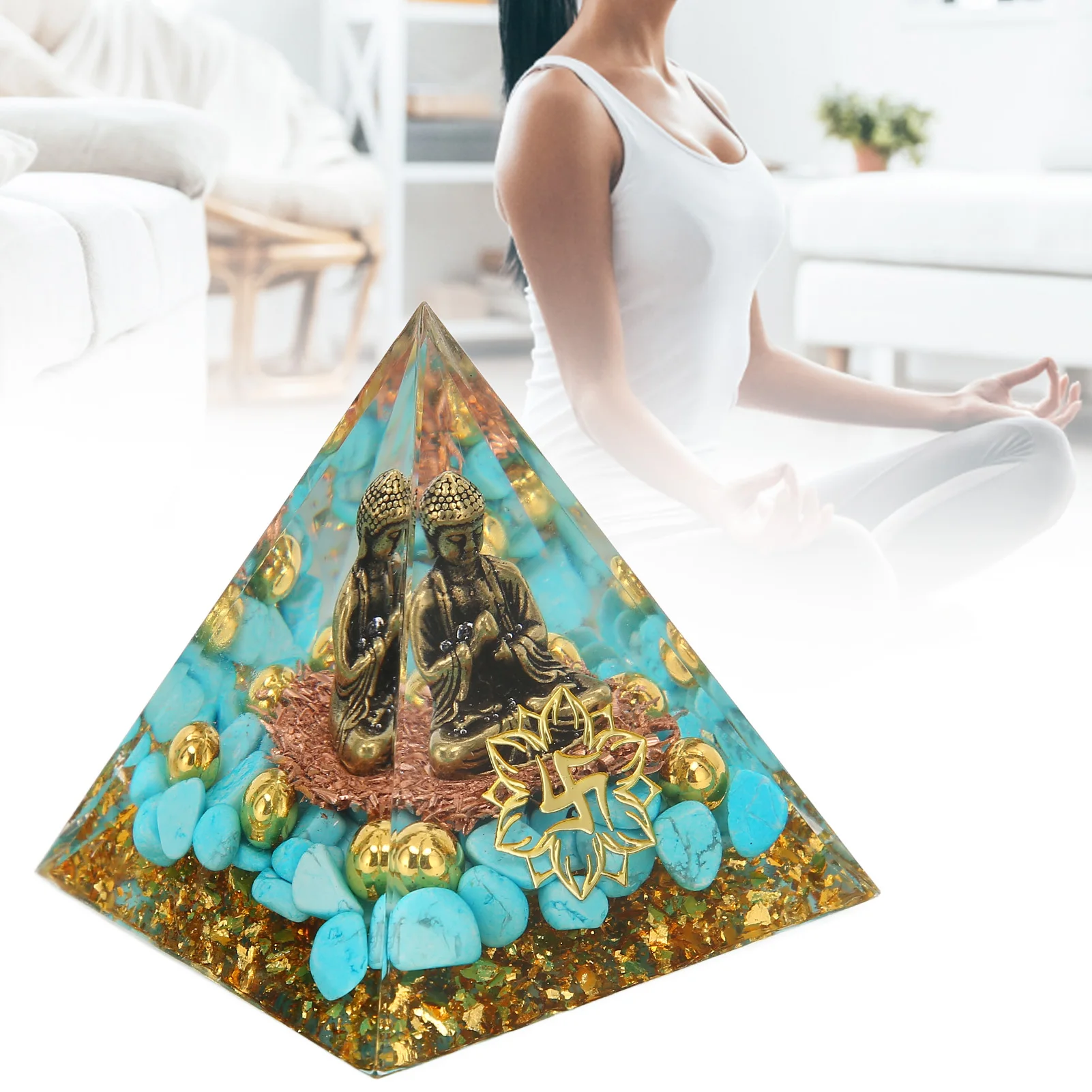 Хрустальная пирамида Будда дизайнерская креативная энергетический камень